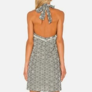 J.O.A. Lace Embroidered  Halter Neck Dress Chambray & White Eyelet
